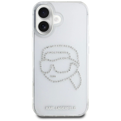 Karl Lagerfeld IML Rhinestones Karl Head Dėklas skirtas iPhone 16 Permatomas 2