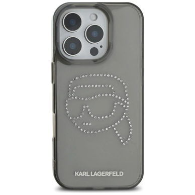 Karl Lagerfeld IML Rhinestones Karl Head Dėklas skirtas iPhone 16 Pro Juodas 2