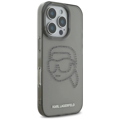 Karl Lagerfeld IML Rhinestones Karl Head Dėklas skirtas iPhone 16 Pro Juodas 3