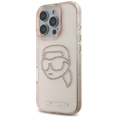 Karl Lagerfeld IML Rhinestones Karl Head Dėklas skirtas iPhone 16 Pro Rožinis 1