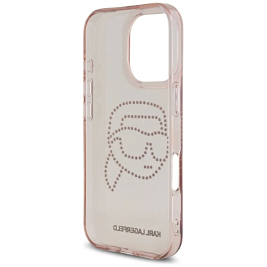 Karl Lagerfeld IML Rhinestones Karl Head Dėklas skirtas iPhone 16 Pro Rožinis 6