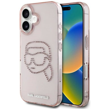 Karl Lagerfeld IML Rhinestones Karl Head iPhone 16 Dėklas Rožinis Karl Lagerfeld IML Rhinestones Karl Head iPhone 16 Dėklas Rožinis
