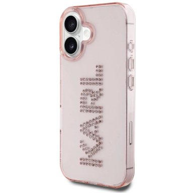 iPhone 16 – Karl Lagerfeld IML Rhinestones Logo dėklas - Rožinis 1