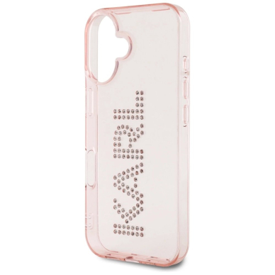 iPhone 16 – Karl Lagerfeld IML Rhinestones Logo dėklas - Rožinis 5