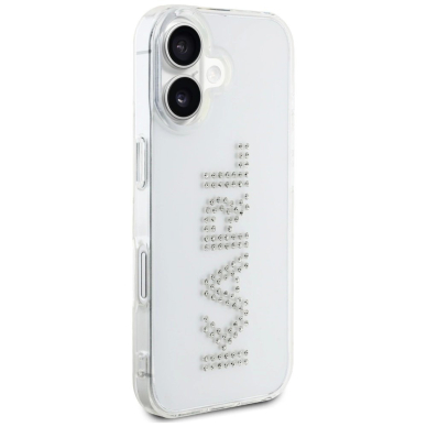 iPhone 16 – Karl Lagerfeld IML Rhinestones Logo dėklas - Skaidrus 3