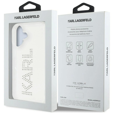 iPhone 16 – Karl Lagerfeld IML Rhinestones Logo dėklas - Skaidrus 7