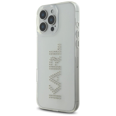 iPhone 16 Pro – Karl Lagerfeld IML Rhinestones Logo dėklas - Skaidrus 1
