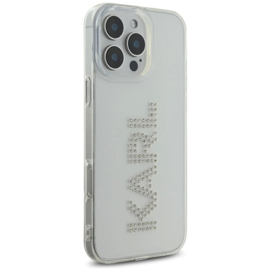 iPhone 16 Pro – Karl Lagerfeld IML Rhinestones Logo dėklas - Skaidrus 3