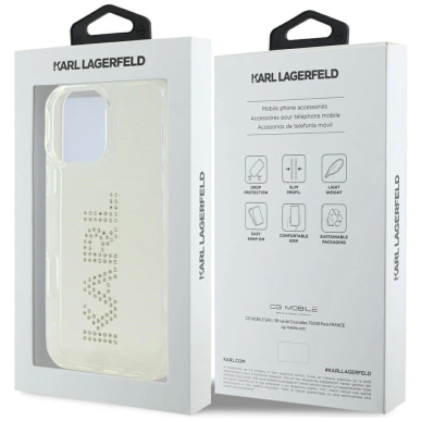 iPhone 16 Pro – Karl Lagerfeld IML Rhinestones Logo dėklas - Skaidrus 7