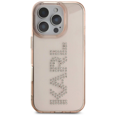 iPhone 16 Pro Max – Karl Lagerfeld IML Rhinestones Logo dėklas - Rožinis 2