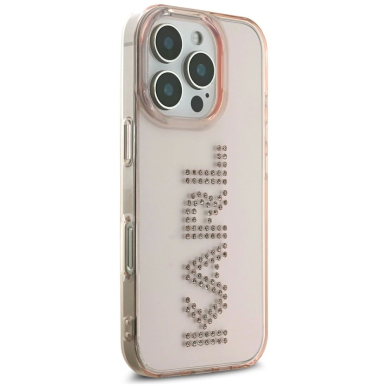 iPhone 16 Pro Max – Karl Lagerfeld IML Rhinestones Logo dėklas - Rožinis 3