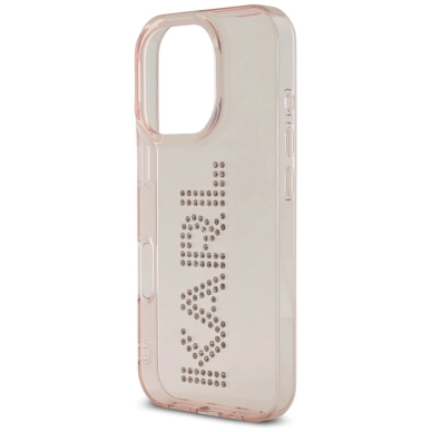 iPhone 16 Pro Max – Karl Lagerfeld IML Rhinestones Logo dėklas - Rožinis 5