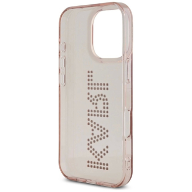 iPhone 16 Pro Max – Karl Lagerfeld IML Rhinestones Logo dėklas - Rožinis 6