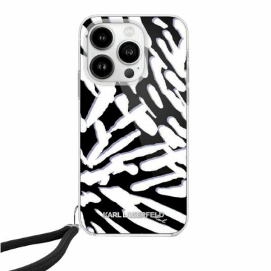 Karl Lagerfeld IML Zebra Pattern Cord dėklas iPhone 15 Pro Max - Juodas Karl Lagerfeld IML Zebra Pattern Cord dėklas iPhone 15 Pro Max - Juodas