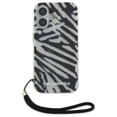 Dėklas Karl Lagerfeld IML Zebra Pattern Cord iPhone 16 - Juodas 1 Dėklas Karl Lagerfeld IML Zebra Pattern Cord iPhone 16 - Juodas 1