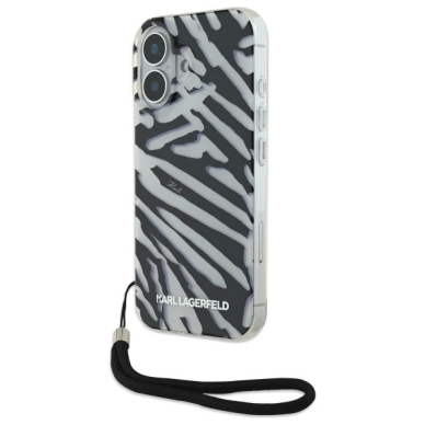 Dėklas Karl Lagerfeld IML Zebra Pattern Cord iPhone 16 - Juodas Dėklas Karl Lagerfeld IML Zebra Pattern Cord iPhone 16 - Juodas