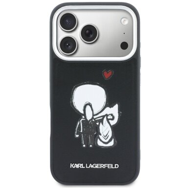 iPhone 17 Pro Max Karl Lagerfeld Karl & Choupette Back Logo MagSafe dėklas – juodas 2