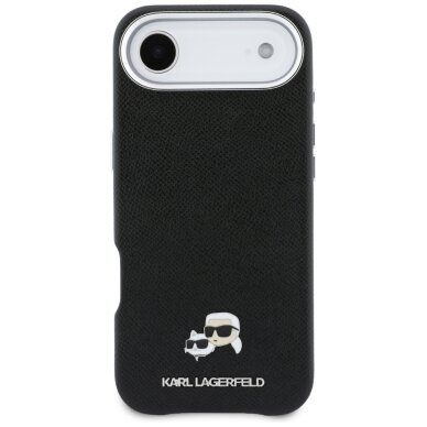 iPhone Air Karl Lagerfeld Karl & Choupette Head Pins Saffiano MagSafe dėklas – juodas 2
