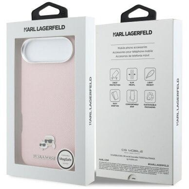 iPhone Air Karl Lagerfeld Karl & Choupette Head Pins Saffiano MagSafe dėklas – rožinis 7