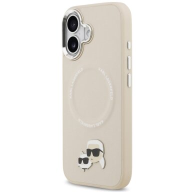 iPhone 17 Karl Lagerfeld Karl & Choupette Pins MagSafe dėklas – smėlinis 1