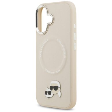 iPhone 17 Karl Lagerfeld Karl & Choupette Pins MagSafe dėklas – smėlinis 5