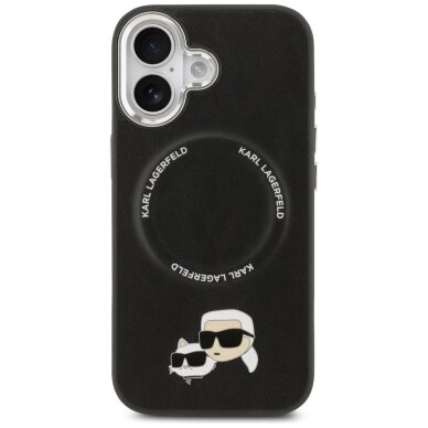 iPhone 17 Karl Lagerfeld Karl & Choupette Pins MagSafe dėklas – juodas 2
