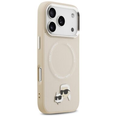 iPhone 17 Pro Karl Lagerfeld Karl & Choupette Pins MagSafe dėklas – smėlinis 3