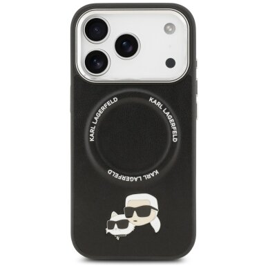 iPhone 17 Pro Karl Lagerfeld Karl & Choupette Pins MagSafe dėklas – juodas 2