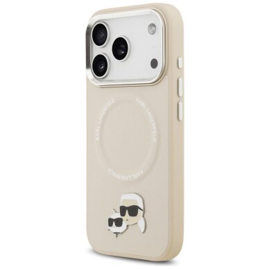 iPhone 17 Pro Max Karl Lagerfeld Karl & Choupette Pins MagSafe dėklas – smėlinis 1