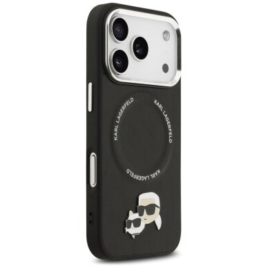 iPhone 17 Pro Max Karl Lagerfeld Karl & Choupette Pins MagSafe dėklas – juodas 3