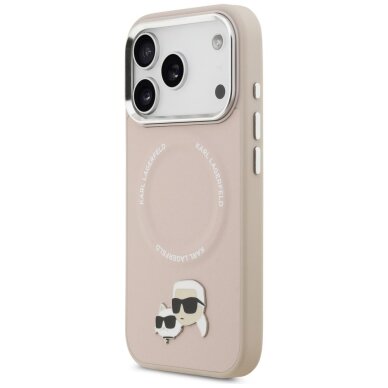 iPhone 17 Pro Max Karl Lagerfeld Karl & Choupette Pins MagSafe dėklas – rožinis 1