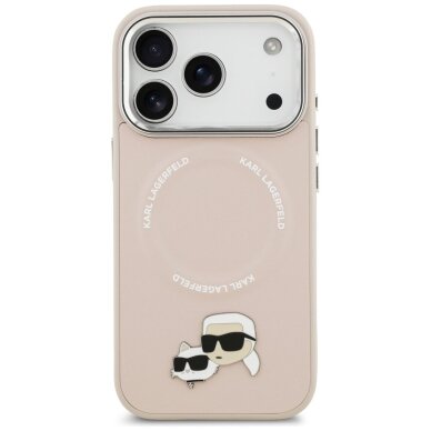 iPhone 17 Pro Karl Lagerfeld Karl & Choupette Pins MagSafe dėklas – rožinis 2