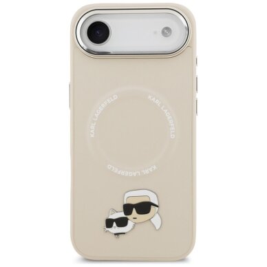 iPhone Air Karl Lagerfeld Karl & Choupette Pins MagSafe dėklas – smėlinis 2
