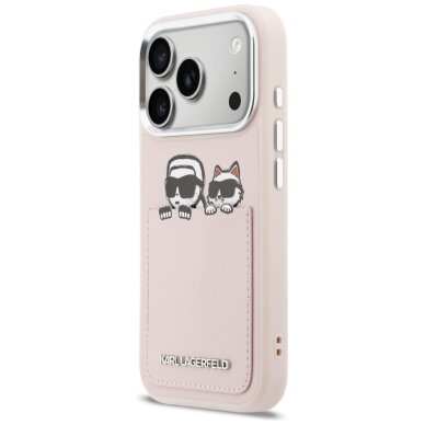 iPhone 17 Pro Karl Lagerfeld Karl & Choupette Print & Pocket dėklas – rožinis 1 iPhone 17 Pro Karl Lagerfeld Karl & Choupette Print & Pocket dėklas – rožinis 1