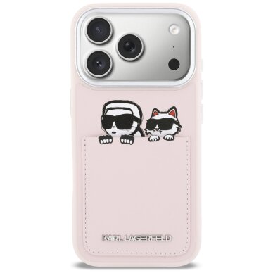 iPhone 17 Pro Karl Lagerfeld Karl & Choupette Print & Pocket dėklas – rožinis 2 iPhone 17 Pro Karl Lagerfeld Karl & Choupette Print & Pocket dėklas – rožinis 2