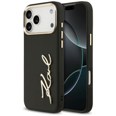 iPhone 17 Pro Max Karl Lagerfeld Karl Script Logo dėklas – juodas