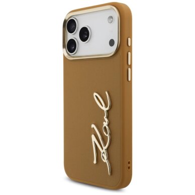 iPhone 17 Pro Max Karl Lagerfeld Karl Script Logo dėklas – rudas 1