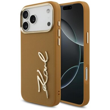 iPhone 17 Pro Max Karl Lagerfeld Karl Script Logo dėklas – rudas
