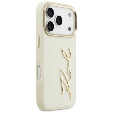 iPhone 17 Pro Karl Lagerfeld Karl Script Logo dėklas – smėlinis 3