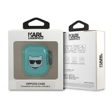 Karl Lagerfeld KLA2UCHFL AirPods cover niebieski/blue Choupette 2