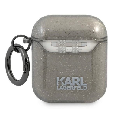 Karl Lagerfeld KLA2UCHGK AirPods 1/2 cover Juodas/Juodas Glitter Choupette 1