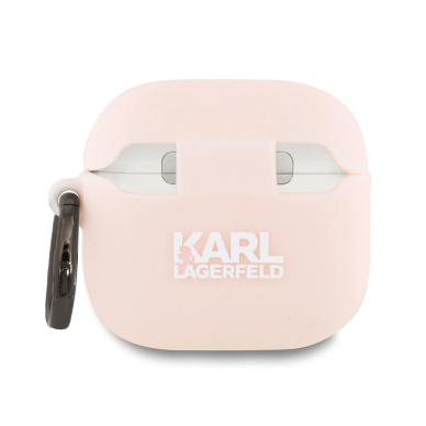 Karl Lagerfeld KLA4RUNCHP AirPods 4 cover Rožinis Silikoninis Choupette Head 3D 1