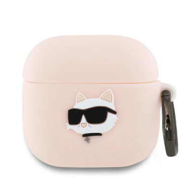 Karl Lagerfeld KLA4RUNCHP AirPods 4 cover Rožinis Silikoninis Choupette Head 3D