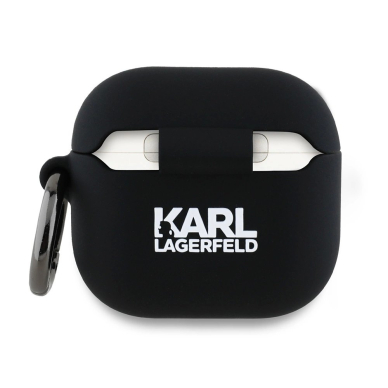 Karl Lagerfeld KLA4RUNIKK AirPods 4 cover Juodas/Juodas Silikoninis Karl Head 3D 1