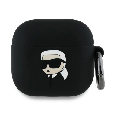 Karl Lagerfeld KLA4RUNIKK AirPods 4 cover Juodas/Juodas Silikoninis Karl Head 3D