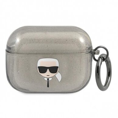 Originalus Karl Lagerfeld dėklas KLAPUKHGK AirPods Pro Juodas Glitter Karl`s Head Originalus Karl Lagerfeld dėklas KLAPUKHGK AirPods Pro Juodas Glitter Karl`s Head