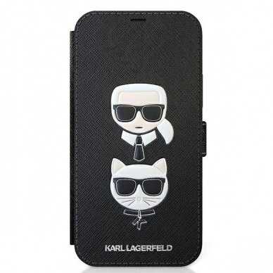 Originalus Karl Lagerfeld Dėklas Klflbkp12Ssakickcbk Iphone 12 Mini 5,4" Juodas Saffiano Karl & Choupette 1