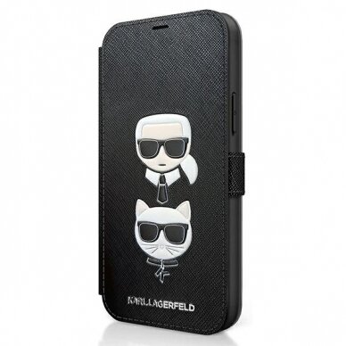Originalus Karl Lagerfeld Dėklas Klflbkp12Ssakickcbk Iphone 12 Mini 5,4" Juodas Saffiano Karl & Choupette