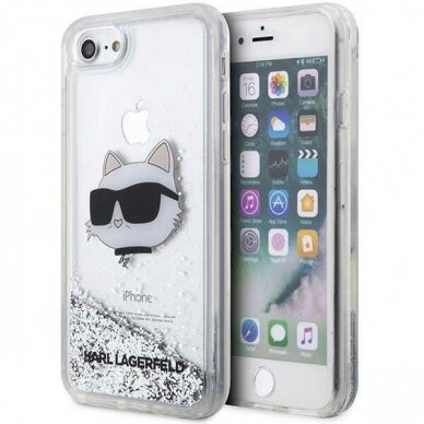 Dėklas Karl Lagerfeld Choupette Head KLHCI8LNHCCS iPhone 7/8/ SE 2020/2022 Sidabrinis