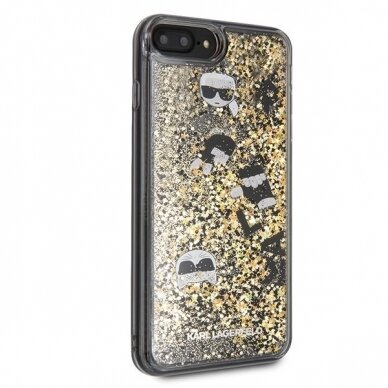 Originalus Karl Lagerfeld Dėklas Klhci8Lrogo Iphone 7/8 Plus Juodas & Auksinis Hard Case Glitter 4